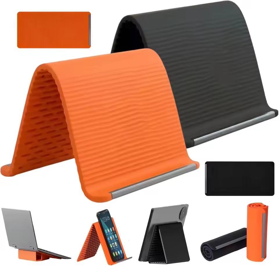Desk Accessories - ขาตั้งโทรศัพท์แบบพกพา ซิลิโคนสำหรับวางบนโต๊ะ ขาตั้งแท็บเล็ตและแล็ปท็อป ดีไซน์สร้างสรรค์ พับเก็บได้ อุปกรณ์เสริมสำหรับการเดินทาง